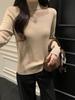 Top de Punto de Malla con Costuras de Cuello Medio Alto para Mujer Otoño e Invierno Nuevo Diseño Nicho Grueso de Una Pieza Base Polar Suéter