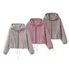 Fábrica de Ropa para Mujer Transfronteriza Venta al por Mayor 2026 Estilo Caliente Moda Ins Temperamento Moda Chaqueta Abrigo con Capucha a Cuadros