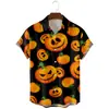 2024 Nueva Camisa Impresa en 3D Transfronteriza de Halloween para Hombre de Manga Corta Cabeza de Calabaza Diablo Halloween Divertido Forro
