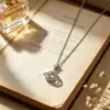 Colar Planeta de Diamante Cintilante Estilo Francês de Luxo Leve Micro-Incustado para Mulheres, Elegante e Delicado, Corrente de Clavícula Versátil de Alto Padrão Salpicada de Estrelas