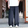 Pantalones casuales de Tencel con caída, estilo chino, pantalones de lino Lyocell finos de verano, holgados, de pierna ancha para hombre, talla grande