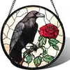 Pingente de Vitral Crisgif - Coruja Verde Pegador de Porta Jardim Pátio Divertido Pássaro Pegador de Sol