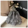Bolso versátil de lona a cuadros, bolso tipo cubo de encaje de gran capacidad, bolso tote pequeño para artículos varios de chica commuter, bolso tote lindo