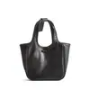 Bolso Cesta de Piel de Vaca con Patrón Agrietado Retro a la Moda, Bolso de Piel Genuina para Mujer, Bolso de Mano Versátil de Piel de Vaca de Primera Capa para el Trabajo