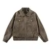 Chaqueta casual retro de gamuza con solapa, corte holgado para hombre, para primavera y otoño, prenda exterior versátil disponible en varios colores, efecto adelgazante