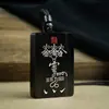 Pingente Amuleto Lu Zifu Fogo e Trovão Inserido em Prata em Madeira de Jujuba, Ornamento Auspicioso Taoísta Folclórico Estilo Chinês