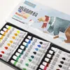 Atacado Tinta Aquarela Infantil 12 Cores 18 Cores 24 Cores Caixa de Cartão Suspensa Guache 12ml Material de Arte para Alunos do Jardim de Infância