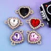 Vendas Diretas de Fábrica Transfronteiriças DIY Colar com Pingente Duplo Coração Cravejado de Diamantes Acessórios para Pulseira Materiais Liga de Zinco Disponível para Atacado