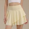 Sensação de Gelo Secagem Rápida Protetor Solar Roupa de Ginástica Yoga Feminina Cordão Solta Roupa Externa Manga Curta Cintura Alta Anti-reflexo Saia Curta Conjunto de Duas Peças