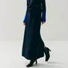 Falda de punto acanalado con cordón, efecto adelgazante, abertura, 100% cachemira pura, para mujer, nueva de otoño e invierno, de cintura alta, engrosada, de cuatro longitudes