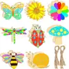 Manualidades de Mariposa Hueca de Madera Decoración del Hogar DIY Hongo en Blanco Abeja Colgante de Madera Flor Libélula Pieza de Madera
