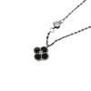Collar de Plata de Ley S925 con Ágata Negra de Trébol de Cuatro Hojas para Mujer, Estilo Coreano, Lujo Ligero, Cadena de Clavícula de Gama Alta, Colgante Elegante de Trébol de la Suerte