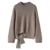 Nuevo Suéter de Cachemira para Mujer Otoño 2026, Suéter Básico de Punto Pullover Cuello Redondo, Suéter Versátil con Dobladillo Anudado