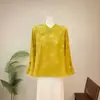 [Li] Nueva camisa base de jacquard estilo chino con estampado de mariposas y cuello abotonado, con un diseño tradicional chino, nueva colección otoño 2026, top mejorado