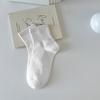 Meias de Algodão Puro para Mulheres, Meias Curtas Cor Sólida Estilo Creme, Meias Finas de Algodão Absorventes de Suor e Resistentes a Odores, Meias Femininas Versáteis de Cano Curto
