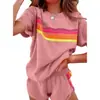Amazon Mais Vendidos Transfronteiriços Novos Conjuntos de Casa Primavera e Verão para Mulheres Estilo Simples Europeu e Americano Moda Cor Contrastante Casual para Mulheres