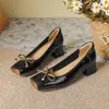 Elegantes Zapatos de Tacón Bajo para Mujer, Nuevo Estilo Primavera 2026, Cuadrado con Moño, Tacón Grueso, Cómodos para el Viaje Diario, Tacones Altos que No Cansan los Pies
