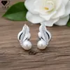 Pendientes de Plata de Ley S925 con Aguja y Perlas de Guisante para Mujer, Pendientes de Moda Exquisitos de Gama Alta con Circonita, Joyería de Oreja de Nicho