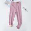 Leggings Outono e Inverno para Meninas Crianças Acolchoados com Forro de Lã Crianças de Tamanho Médio e Grande Roupa Externa Calças Padrão de Couro para Meninas Bebês Calças Quentes de Cintura Alta