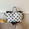 Bolso de Lona de Moda Estilo Coreano Estilo Perezoso Bolso de Hombro para Mujer 2026 Nuevo Bolso Tote Grande con Estampado de Lunares Bolso de Mano