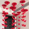 Decoração de Quarto de Casamento Decoração de Teto para a Nova Casa dos Noivos com Borboletas 3D para Quarto e Sala de Estar com Caracteres Longos "Felicidade Dupla"
