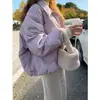 Ajuste holgado, moderno, casual, versátil, chaqueta corta de algodón morada para mujeres petite, nuevo abrigo Otoño/Invierno 2026