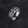 Anillo de Plata Tailandesa Personalizado con Flor de Iris para Hombre Anillo Alto para Dedo Índice Anillo Cruzado Anillo Único