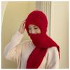 Chapéu Transfronteiriço Feminino Inverno Forrado de lã Quente Integrado Pescoço de Equitação Gola de Bonde Gola à Prova de Vento Chapéu de Malha Chapéu Mãe