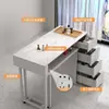 Conjunto de Mesa e Cadeira para Manicure Estilo Creme, Estação de Manicure Individual/Dupla Estilo Japonês, Luxo Leve, Salão de Unhas Tendência Estilo Ins