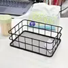 Cesta de Armazenamento de Ferro Estilo Simples e Luxuoso, Cesta de Armazenamento de Metal com Fundo de Tela para Mesa, Cesta de Armazenamento de Metal Criativa