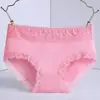 Ropa interior de algodón puro de talle medio para mujer, cómodos y transpirables shorts triangulares de encaje 7A antibacterianos de color puro nude sin costuras para mujer
