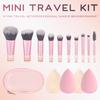 Set de 10 Brochas de Maquillaje Portátiles Multicolores de Mango Corto + 4 Esponjas para Polvo, Transfronterizo, Dropshipping, Directo de Fábrica