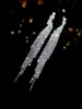 Aretes DINGKA Azul Cristalino con Borla Larga para Mujer Joyería para Oreja de Cobre Brillante con Pedrería de Lujo de Alta Gama