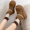 Botas Martin Brancas Versáteis Estilo Retrô com Salto Grosso para Mulheres, Novos Modelos Outono e Inverno, Botas de Neve Emagrecedoras, Botas Curtas Estilo Birkenstock