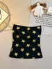 6302 # Camisola de tubo con estampado de estrellas estilo americano para mujer, corte ajustado, favorecedora, estilo puro deseo, adecuada para usar en capas o sola