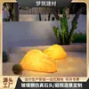 Lámpara Impermeable para Exteriores de Resina de Fibra de Vidrio con Doble Piedra y Guijarros, Iluminación Exterior Sencilla para Patio, Jardín, Césped, Lámpara de Paisaje