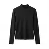Prenda base de cuello medio para mujer con agujeros para los pulgares, ropa interior de otoño e invierno, protección de muñeca a prueba de viento, corte ajustado, adecuada para usar en capas y para ir al trabajo, versátil