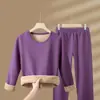 Roupa Térmica de Lã de Camelo para Homens, Espessada com Lã Térmica Adicionada, Retém o Calor e à Prova de Frio, Adequada para Meia-Idade e Idosos, Conjunto de Outono para Homens e Mulheres