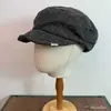 Gorra de pescador vintage de espiga plisada estilo japonés, estilo casual con visera suave, sombrero octagonal que adelgaza la cara, gorra de pintor artística y moderna