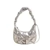 Bolsa Única com Textura para Axila Feminina, Nova Moda Pleated Bag para o Início da Primavera de 2026, Versátil Bolsa de Ombro Transversal com Laço