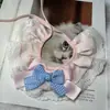 Gola falsa de renda com laço estilo coreano para pet, babador de renda, acessório xadrez para cachorro, babador para gato, cachecol para buldogue francês