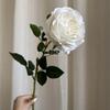 [Material de flor blanca] Arreglo floral de hortensia, rosa, flor de pasto escarchado con decoración de material de hoja de niebla de techo de pasto, flor de simulación para boda