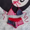 Conjunto de Bikini de Dos Piezas con Shorts Estampados Sexy Estilo Europeo y Americano con Amarre Y2K Espalda Descubierta Traje de Baño Venta al por Mayor