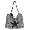 Bolsa tote transfronteiriça com estampa de leopardo retrô para mulheres, de grande capacidade, bolsa de ombro moderna e versátil, bolsa de mão simples e elegante para o dia a dia