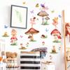 Ms336 Calcomanía de Pared Decorativa de Animales Mariposa Hongo de Dibujos Animados Sala de Estar Decoración de Habitación Calcomanía de Pared Autoadhesiva