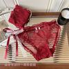 Rojo Romántico ~ Encaje Rojo Francés Ropa Interior para Mujer Este Año Calzones Sexy Huecos de Cintura Media