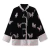 Otoño Nuevo Estilo Chino Moda Femenina Chaqueta de Terciopelo Mariposa Lujo Ligero Top de Gama Alta para Mujer Mx015
