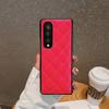 Funda plegable para Samsung Z Fold5, de piel brillante, con diseño rombal y bordado para mujer, ZFOLD4
