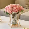 Vaso Europeu de Metal e Vidro de Luxo Acessível Arte Floral Sala de Estar Escandinava Mesa de Jantar Flores Secas Arranjo de Flores Decoração de Armário de Vinho Ornamentos