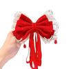 Tocado de horquilla con lazo rojo para niña, cinta para la parte superior de la cabeza con clip para Año Nuevo, accesorios festivos para el cabello para bebé